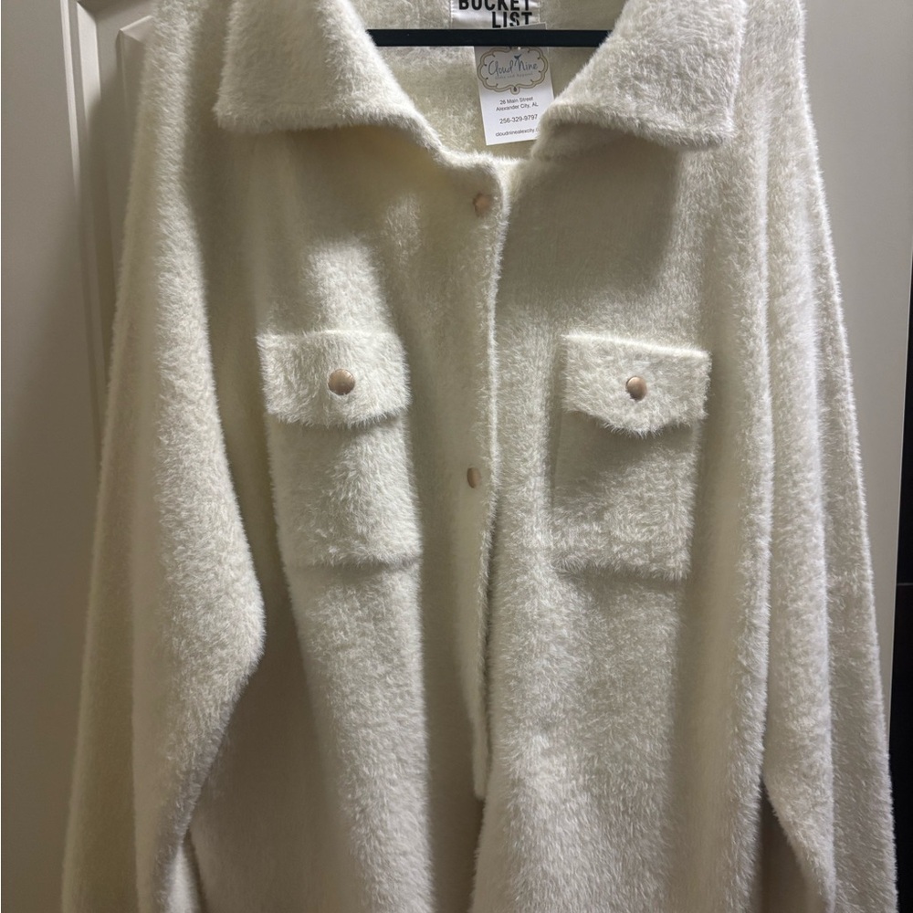 Cozy White Fleece Shacket